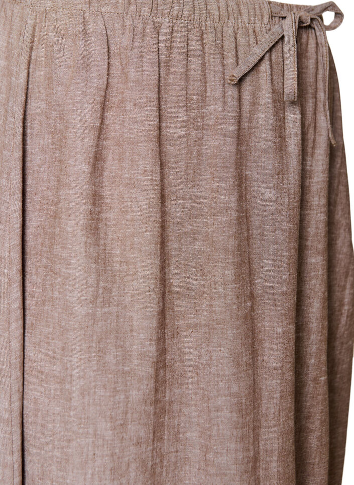 Jupe midi &eacute;vas&eacute;e en lin et viscose, Marron, Packshot image number 2