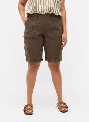 Short en coton avec des poches, Tarmac, Model image number 2