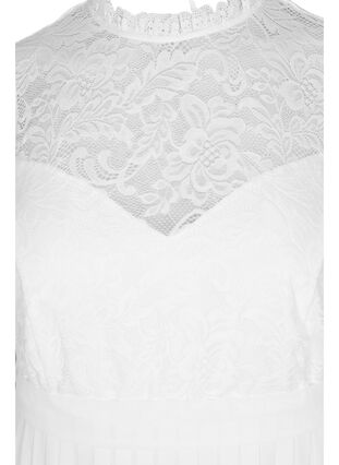 Mouwloze trouwjurk met kant en plissé, Star White, Packshot image number 2