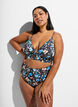 Haut de bikini &agrave; imprim&eacute; floral avec liens &agrave; nouer dans le dos, Bleu, Model image number 0