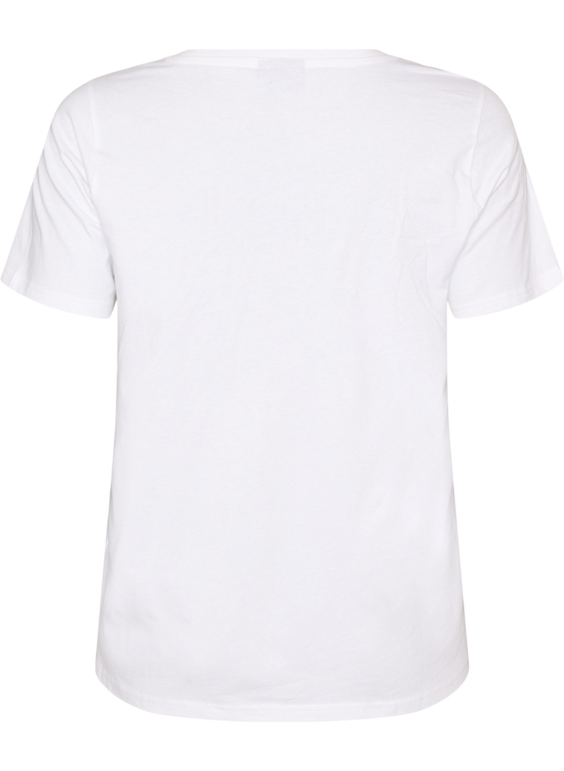 ZizziT-shirt en coton bio avec imprim&eacute; plage, Blanc, Packshot image number 1