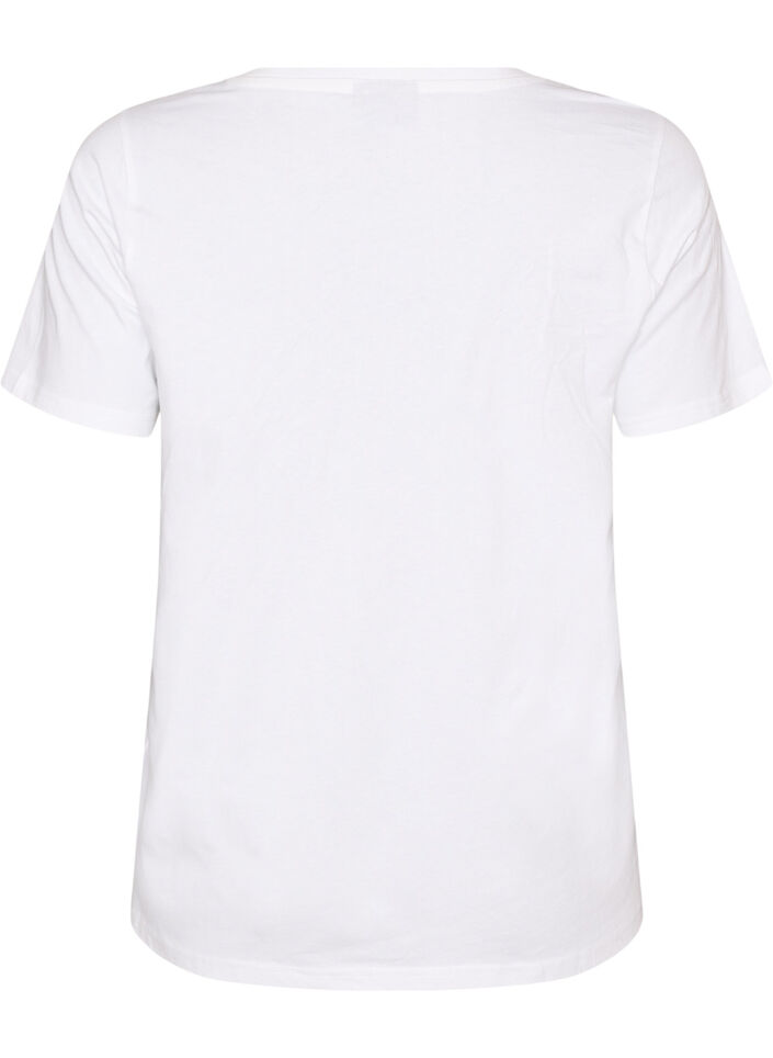 T-shirt en coton bio avec imprim&eacute; plage, Blanc, Packshot image number 1