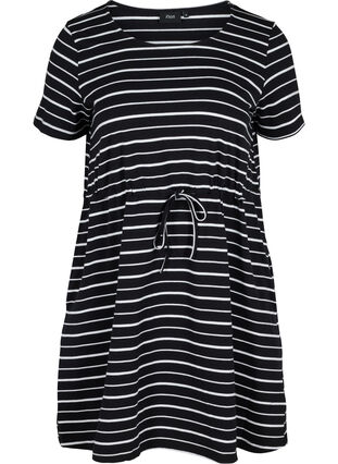 Tunique en coton à manches courtes, Black/White Stripe , Packshot image number 0