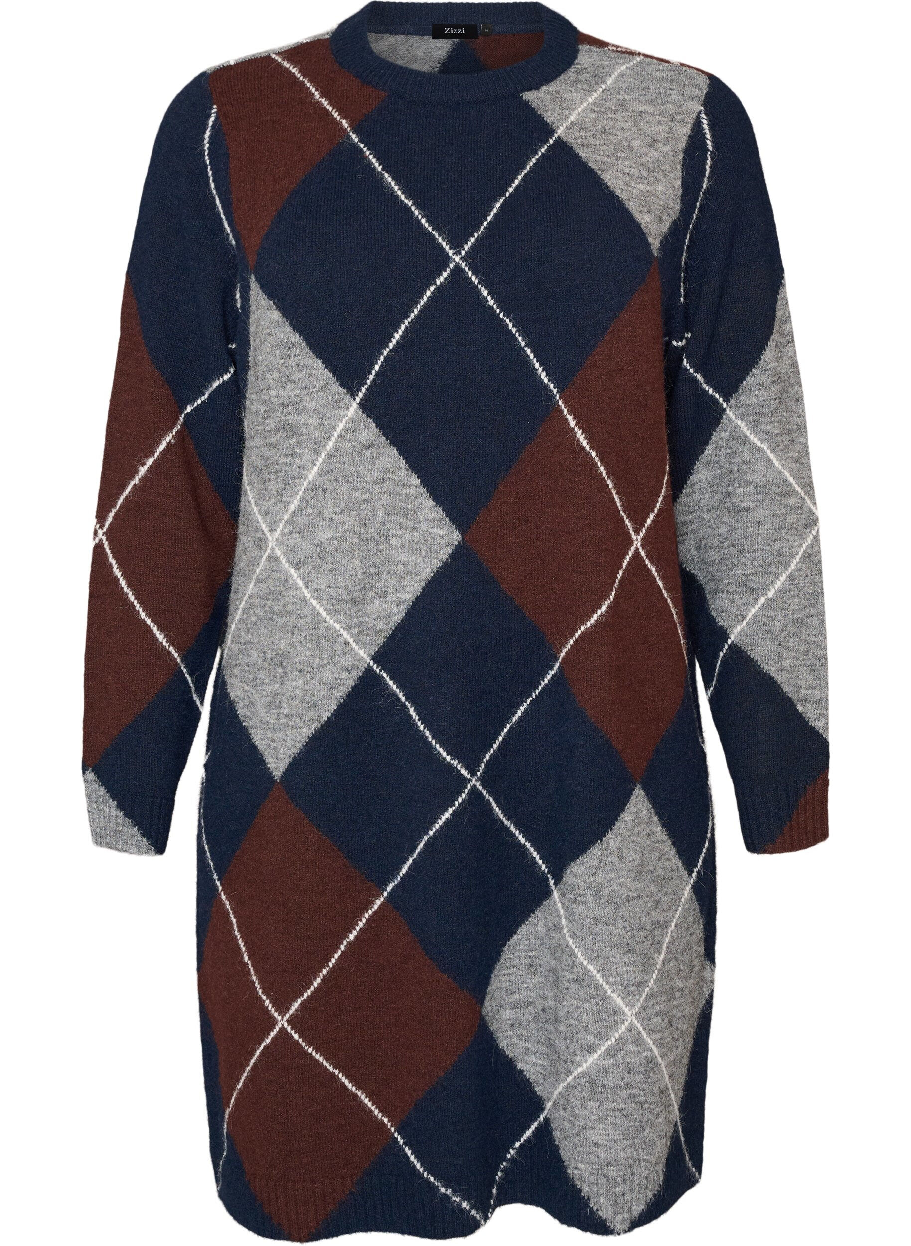 Robe en maille &agrave; grands carreaux