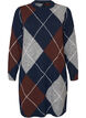Gebreide jurk met groot ruitpatroon, Blauw, Packshot image number 0