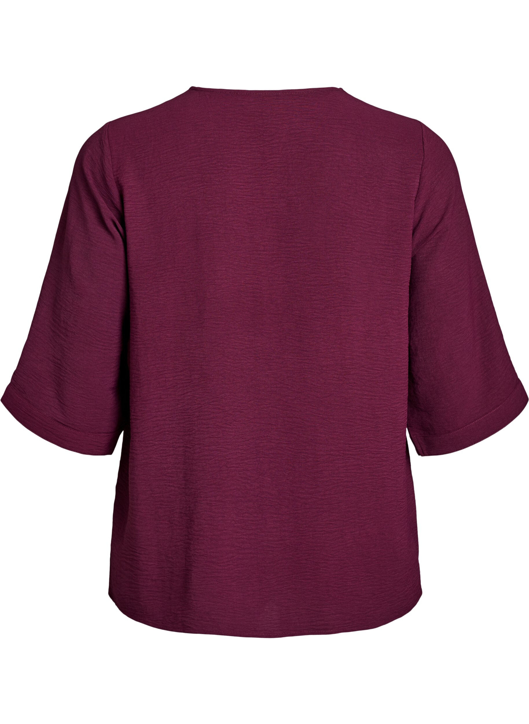 ZizziShirtblouse met V-hals en 3/4 mouwen, Rood, Packshot image number 1