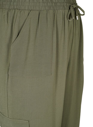 Pantalon cargo de couleur unie avec de grandes poches, Black Olive, Packshot image number 2