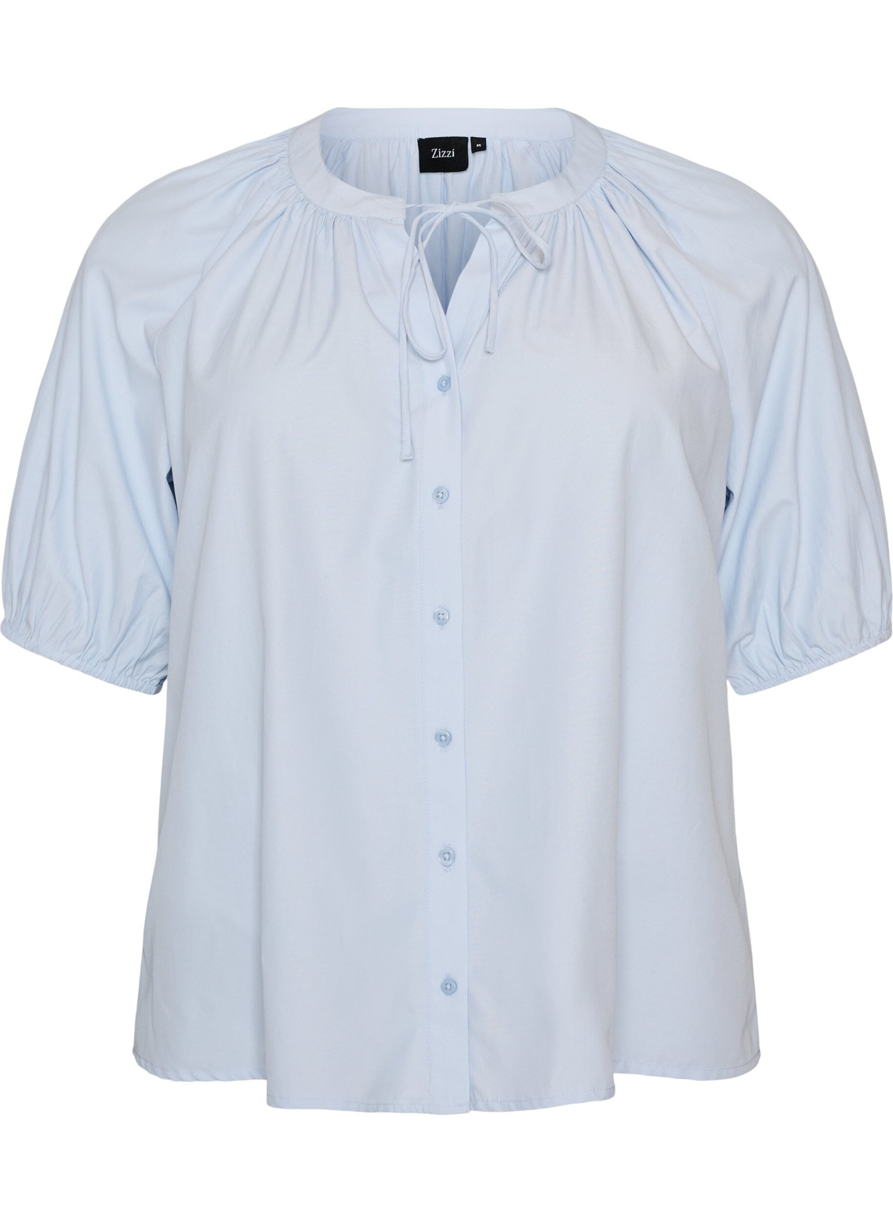 Overhemdblouse met knoopsluiting en strikceintuur