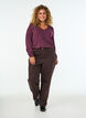 Jersey blouse met V-hals en lange mouwen, Donker Bordeaux, Model image number 1