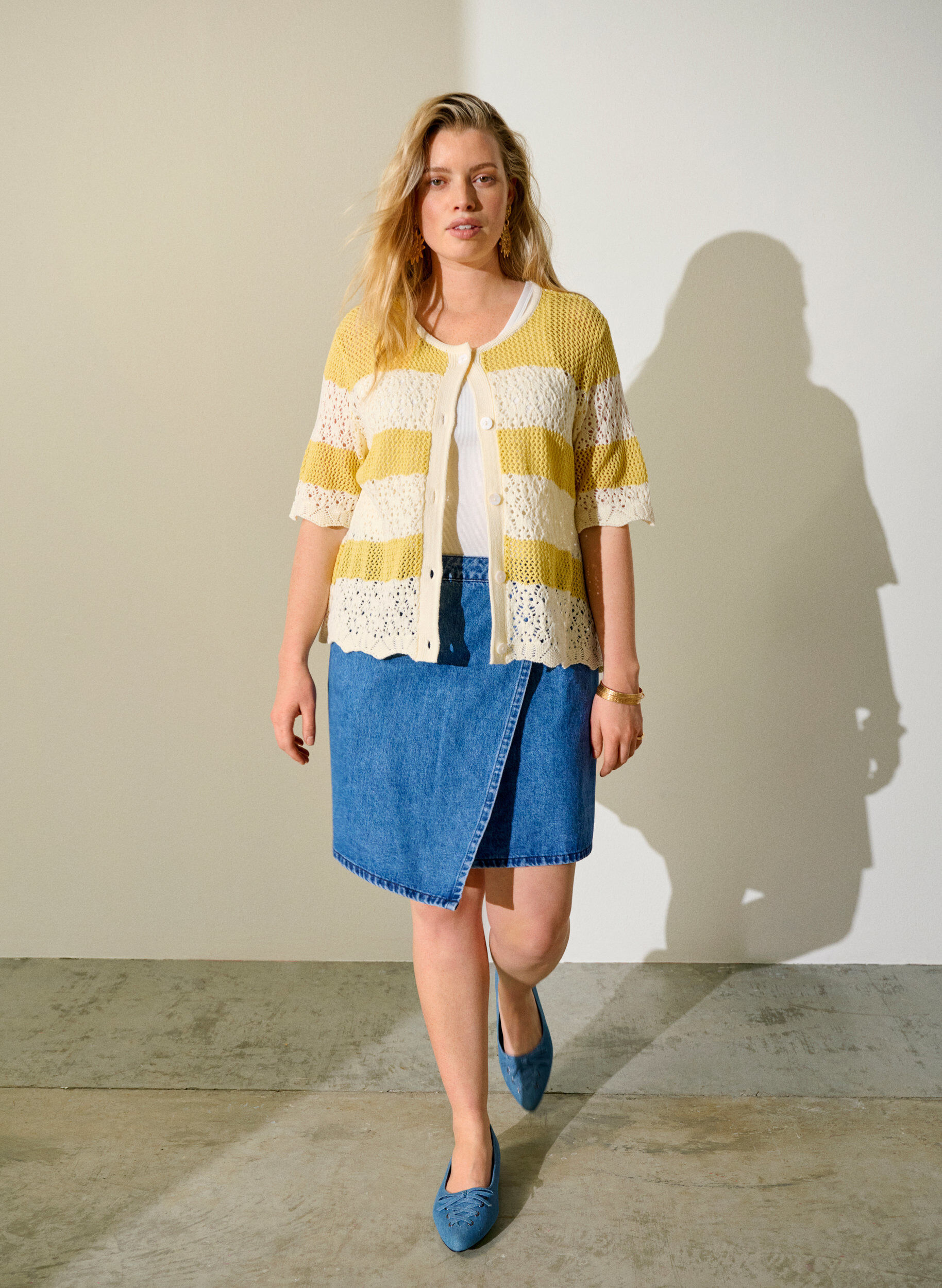 ZizziKorte A-lijn denimrok, Blauw, Image image number 0