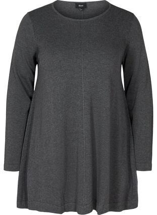 Blouse trapèze en tricot, Dark Grey Melange, Packshot image number 0