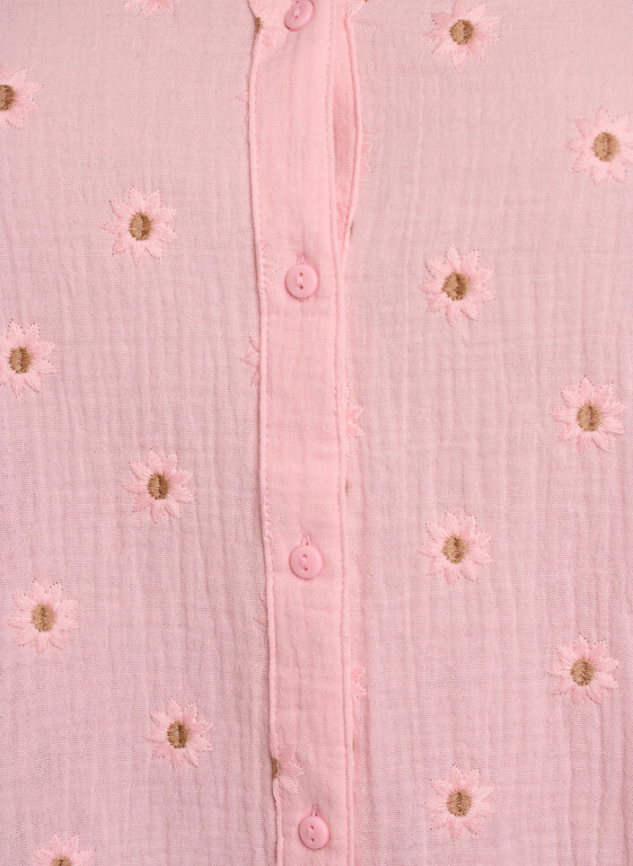 Blouse &agrave; manches longues en mousseline de coton avec motifs brod&eacute;s, Rose, Packshot image number 2