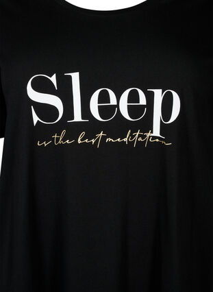 Chemise de nuit à manches courtes en coton biologique , Black Sleep, Packshot image number 2