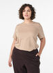 T-shirt basique en coton &agrave; col rond, Beige, Model image number 0