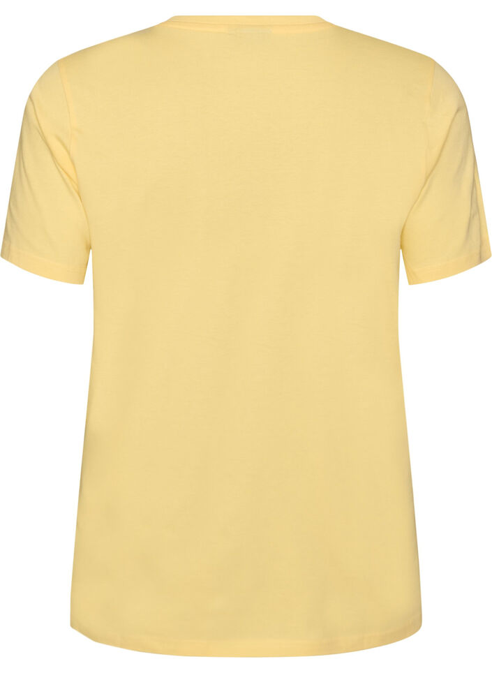 T-shirt en coton biologique avec broderie ajour&eacute;e, Jaune clair, Packshot image number 1