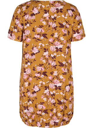 Robe en viscose à manches courtes avec imprimé, Yellow Flower, Packshot image number 1