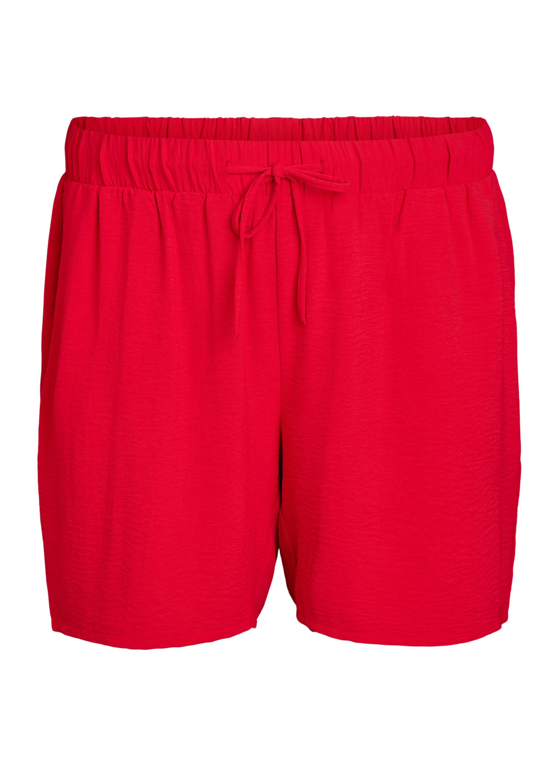 ZizziKorte broek met zakken en elastische tailleband, Rood, Packshot image number 0