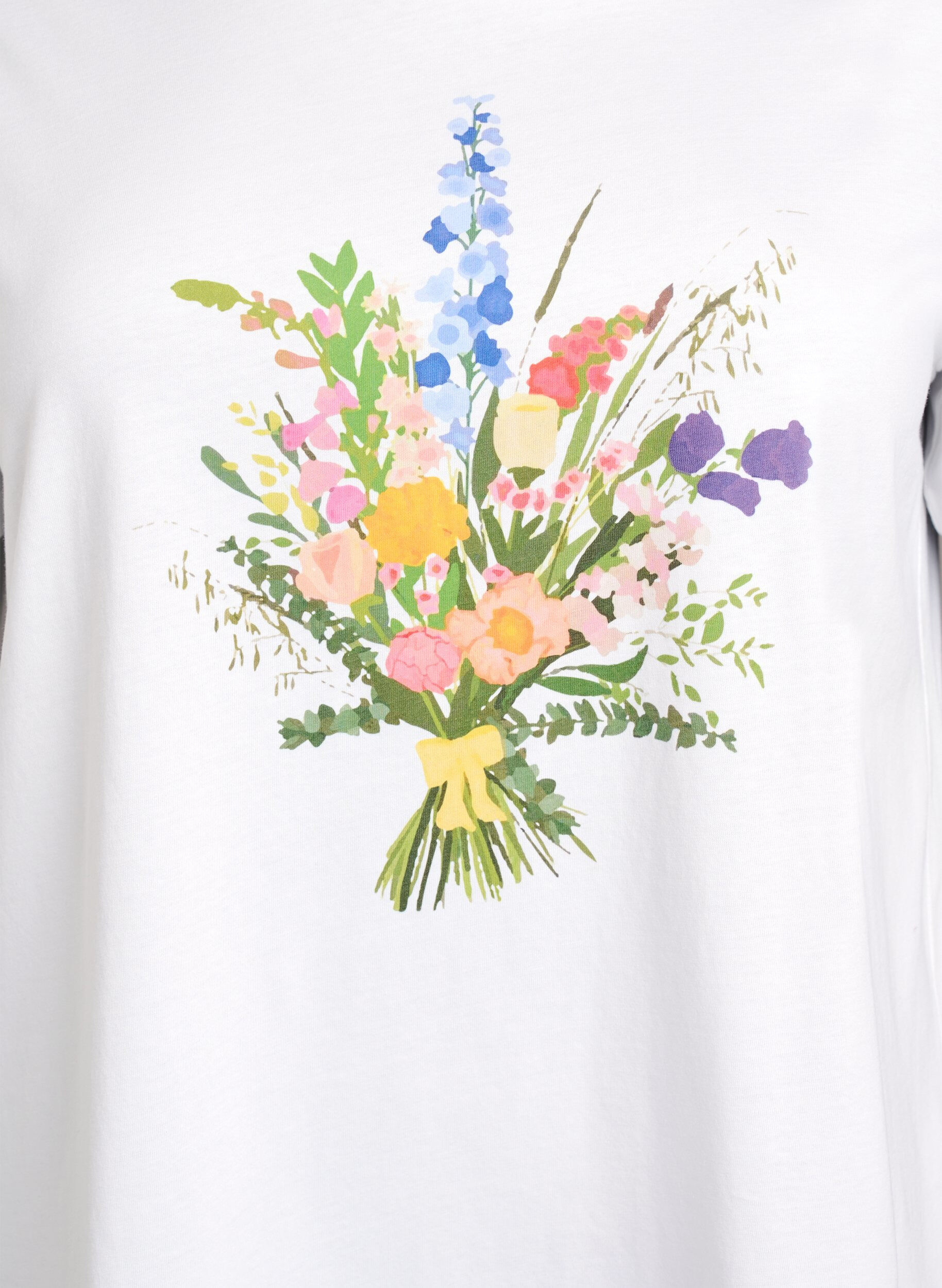 ZizziT-shirt in biologisch katoen met bloemenprint, B. White w. Flower, Packshot image number 2