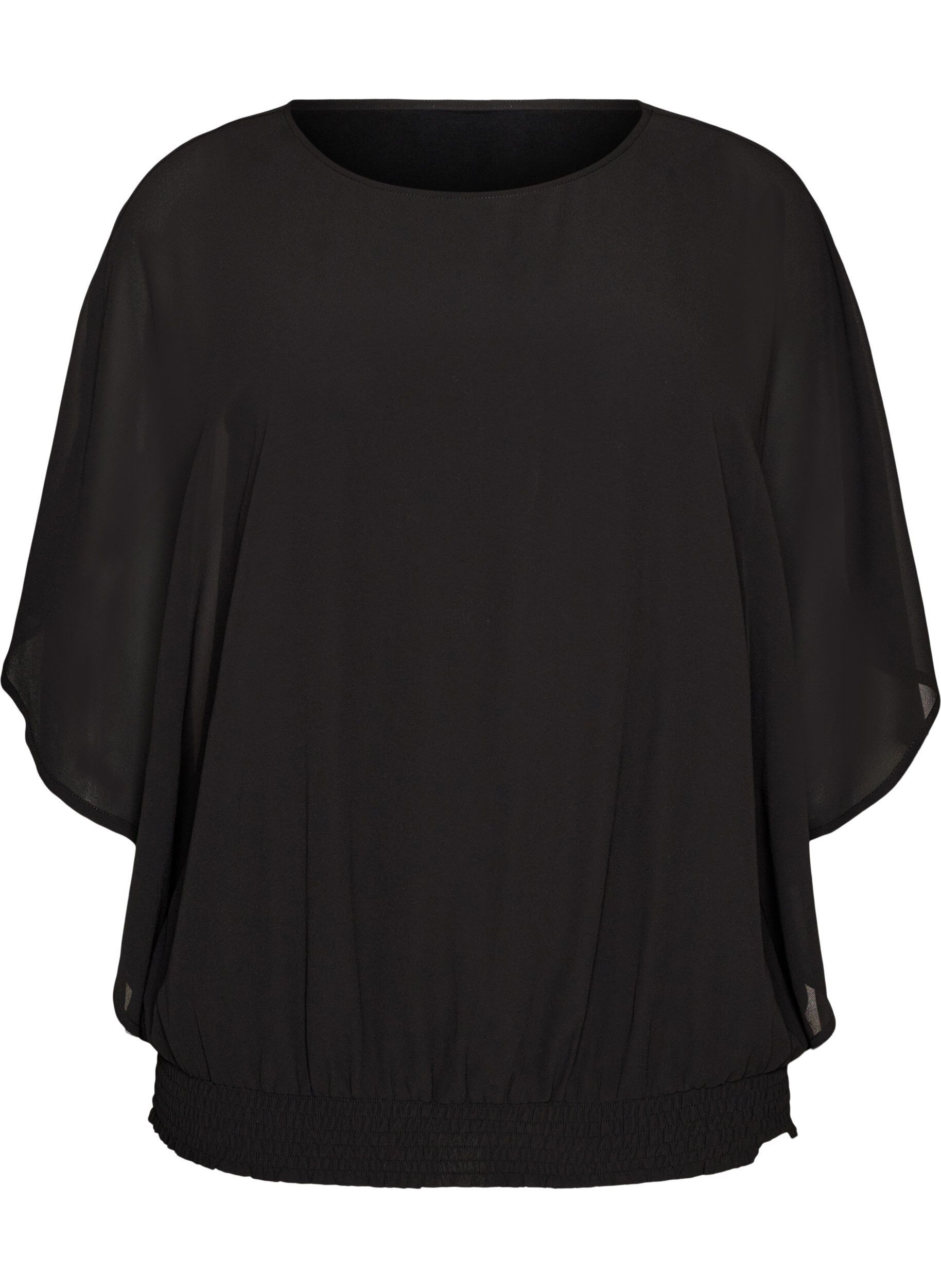 ZizziChiffon blouse met balloneffect, Zwart, Packshot image number 0