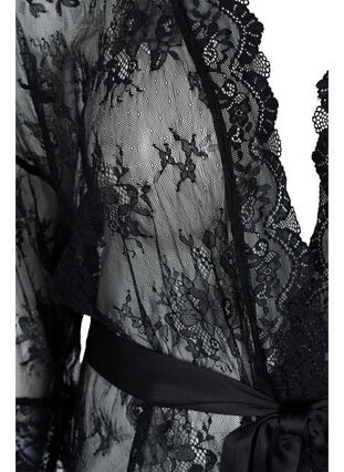 Robe de chambre longue en dentelle , Black, Packshot image number 2
