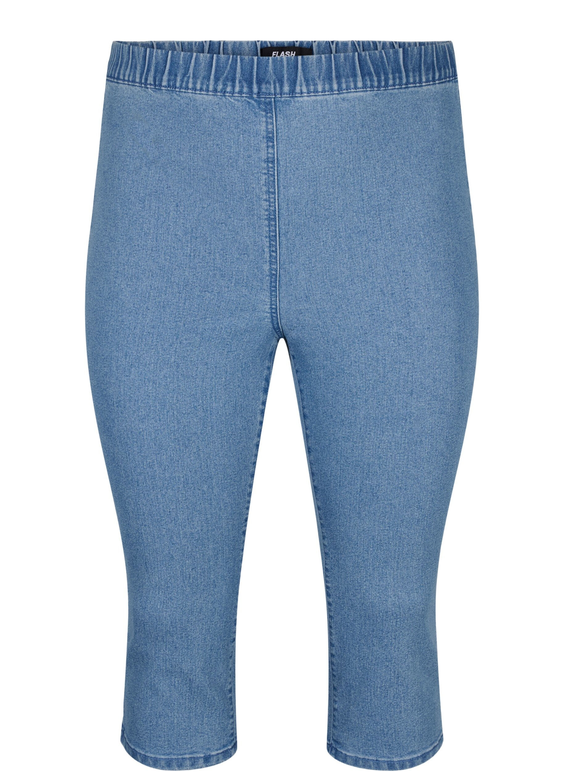 FLASH - Pantalon capri en denim &agrave; taille haute et coupe ajust&eacute;e