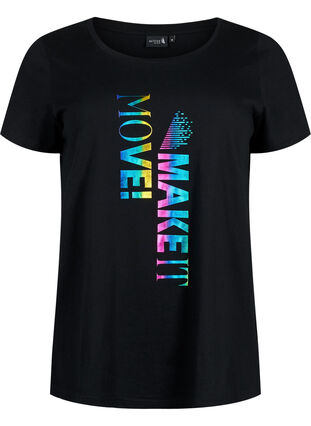 T-shirt de sport avec imprimé, Black Make It Move, Packshot image number 0