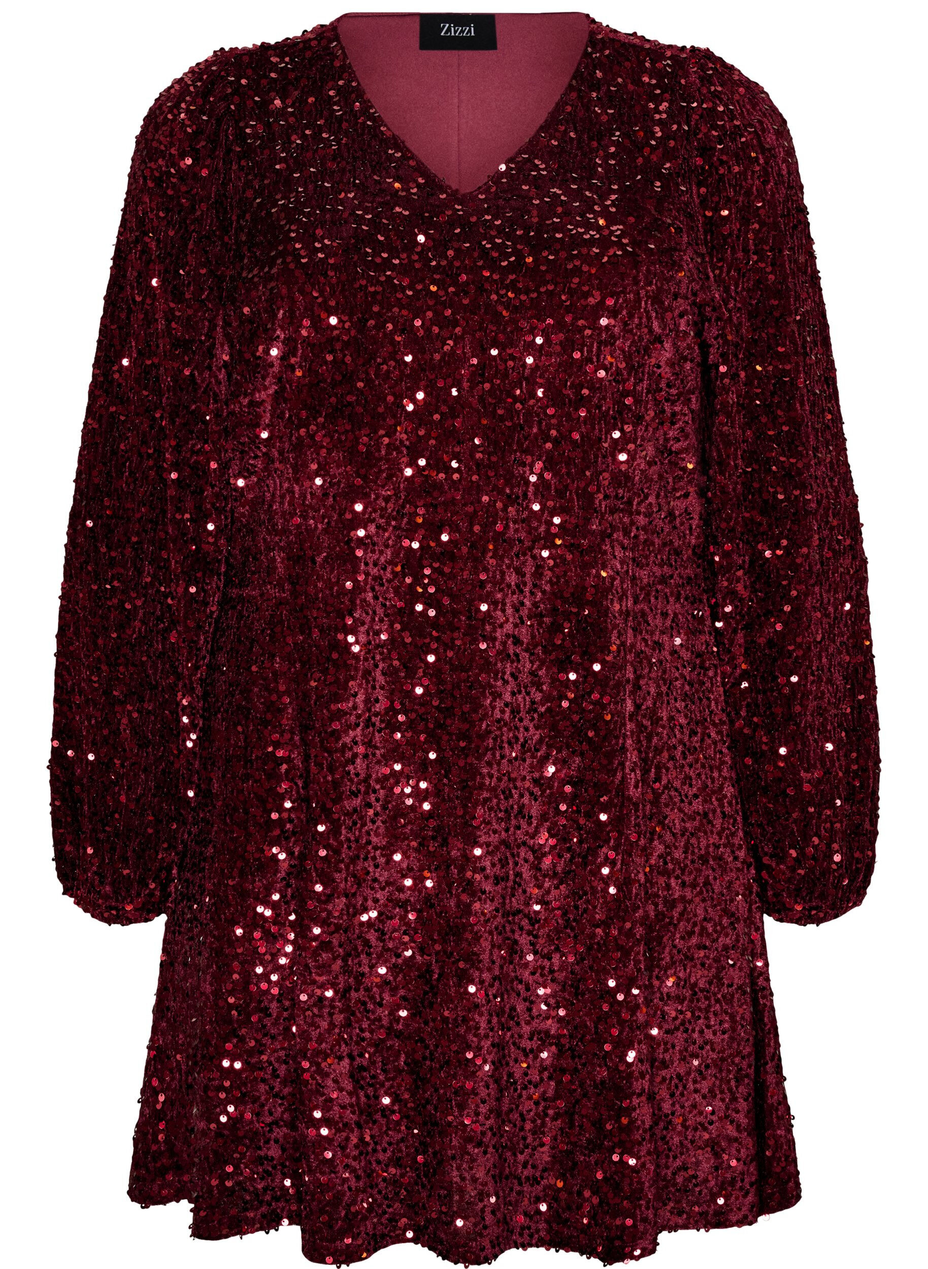 ZizziRobe courte en sequins &agrave; coupe trap&egrave;ze, Bordeaux, Packshot image number 0