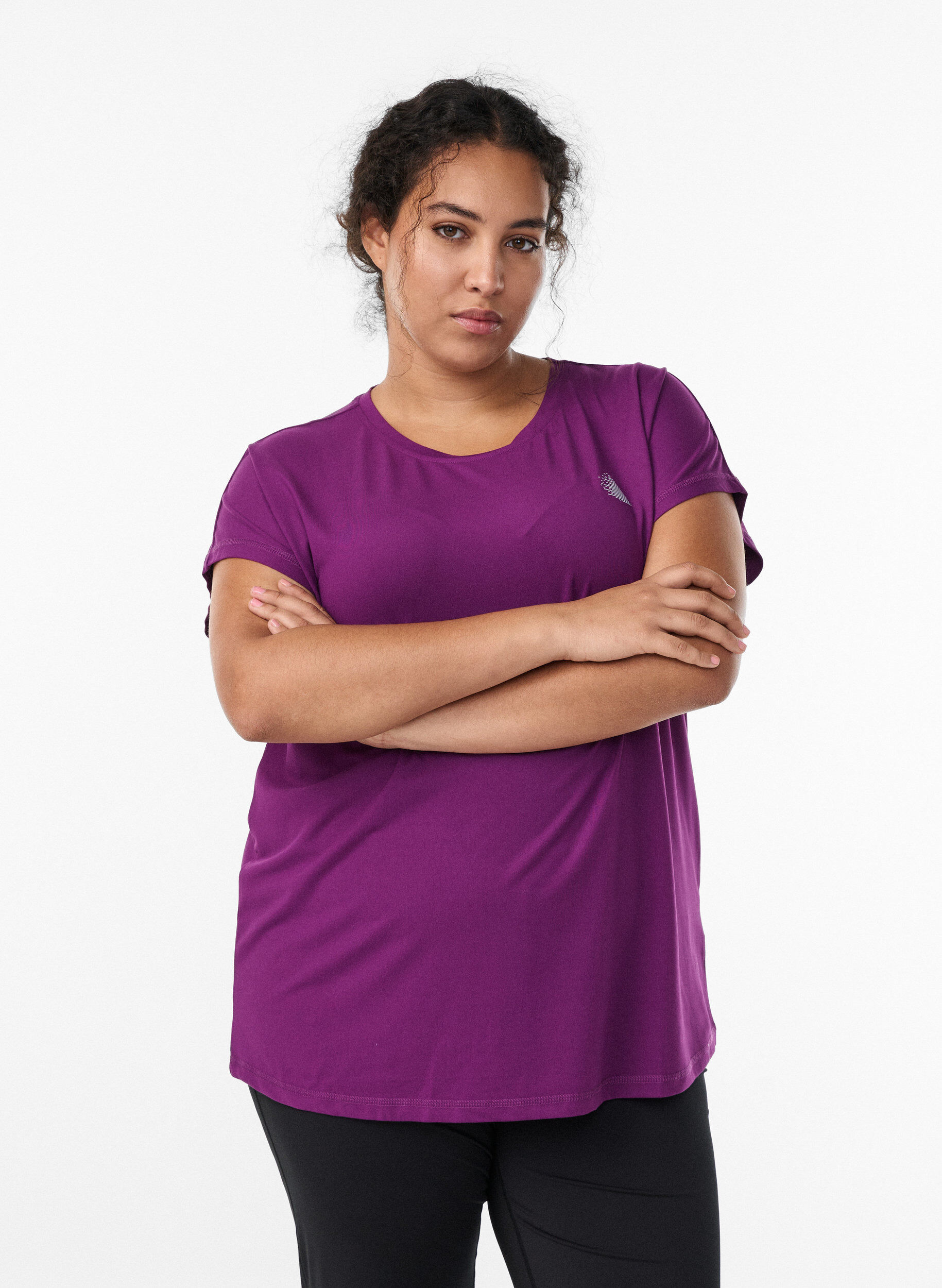 ZizziEffen gekleurd trainingsshirt, Paars, Model image number 0