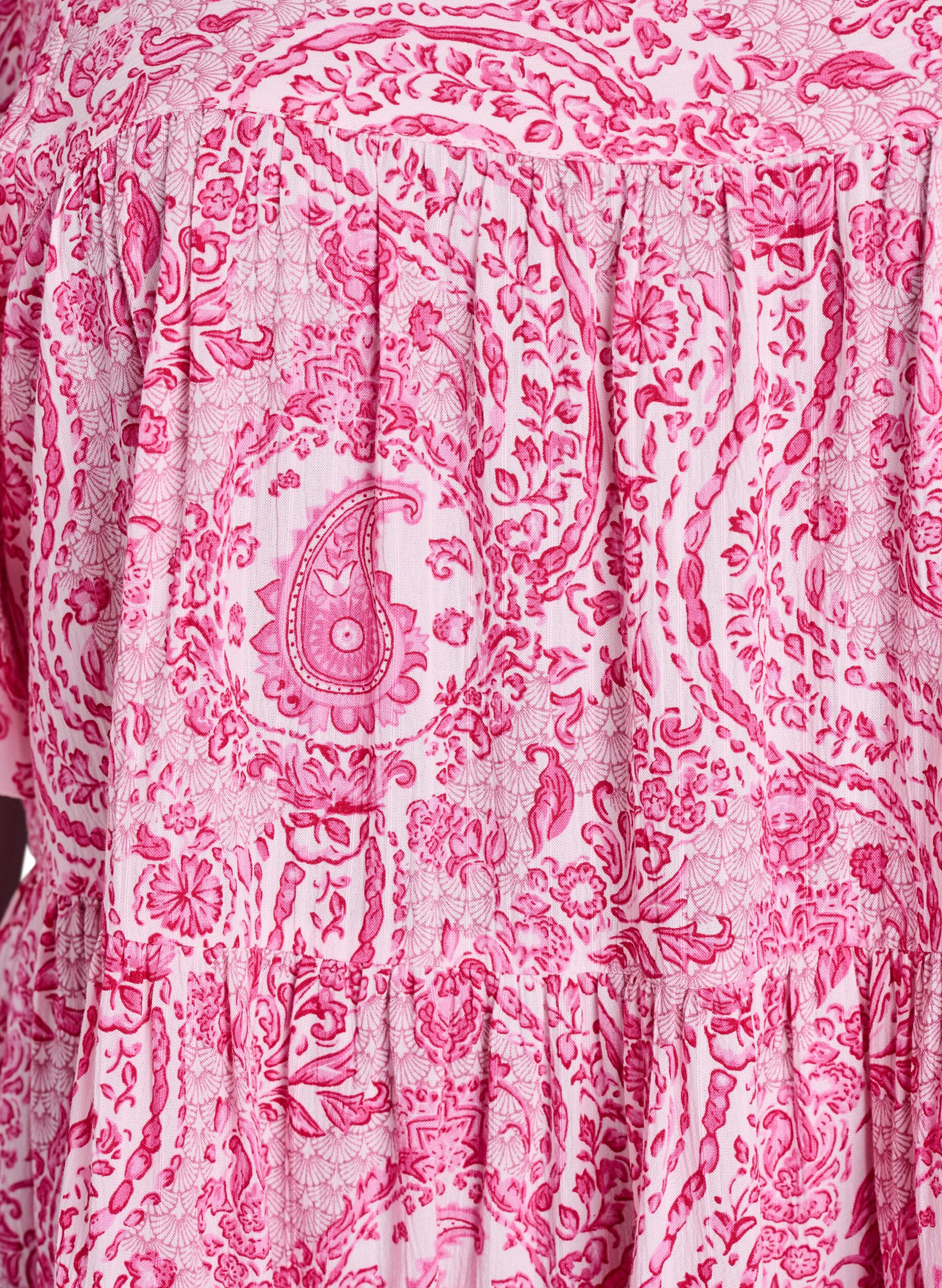ZizziTuniek met ruches en paisleyprint, Roze, Packshot image number 2