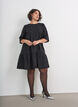 Robe jacquard avec des d&eacute;tails scintillants et des manches bouffantes, Noir, Model image number 1