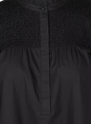 Tunique en coton à manches 3/4 et volants, Black, Packshot image number 2