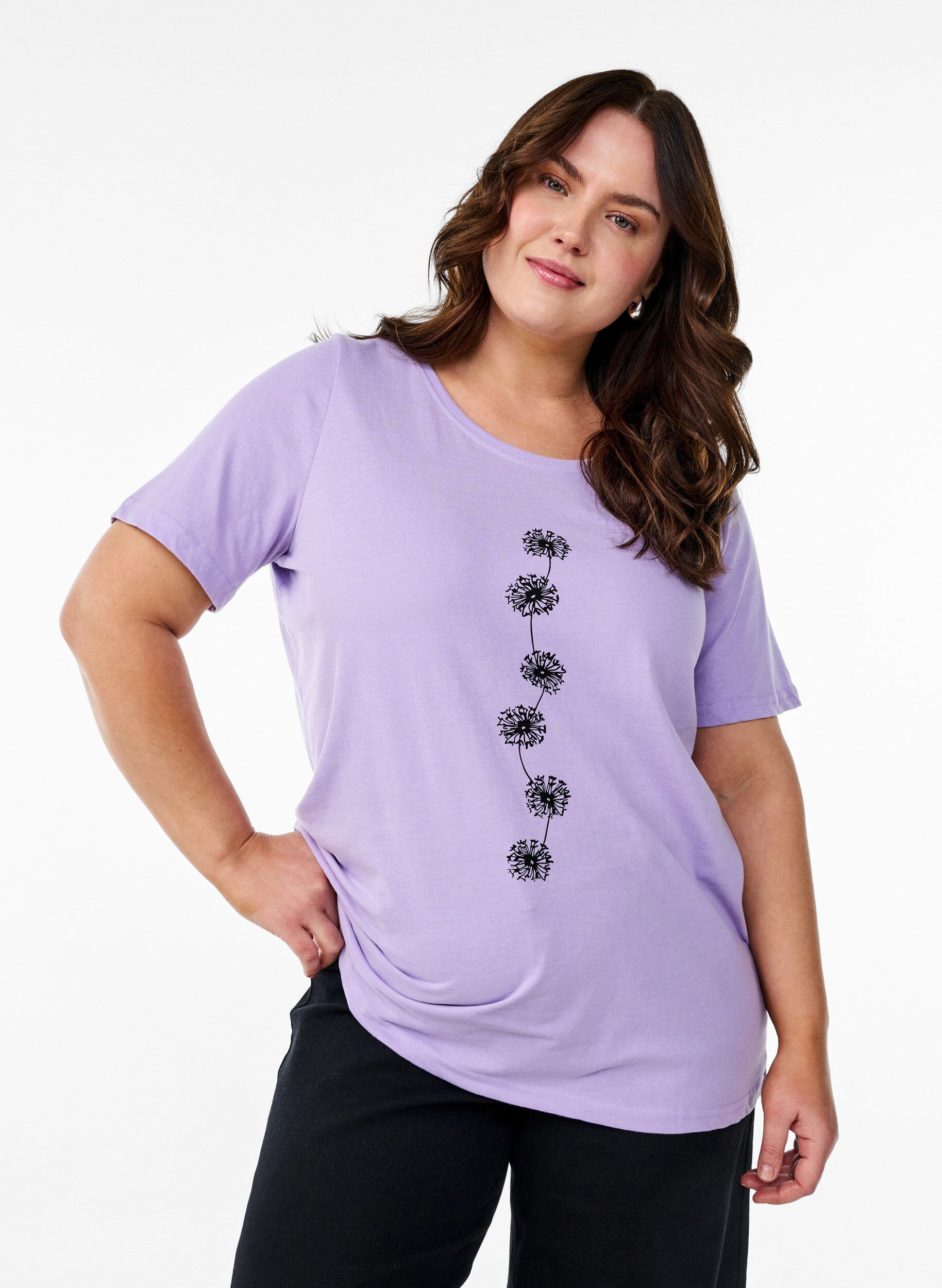 Zizzi FLASH &ndash; T-shirt avec motif, Violet, Model image number 0