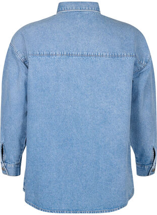 Chemise en jean ample avec poche de poitrine, Light blue denim, Packshot image number 1