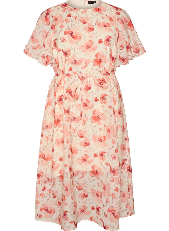 Robe longue avec manches papillon et taille &agrave; nouer, Rose, Packshot image number 0