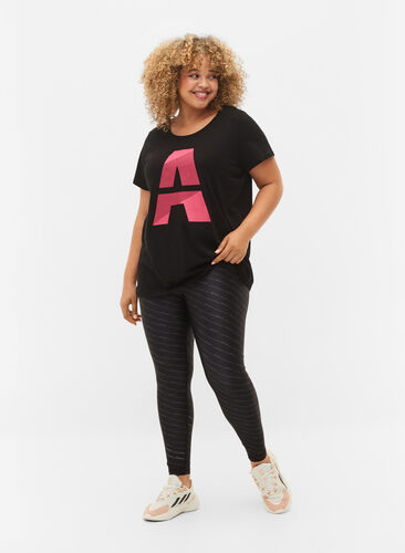 T-shirt de sport avec imprimé, Black w. Pink A, Model image number 2