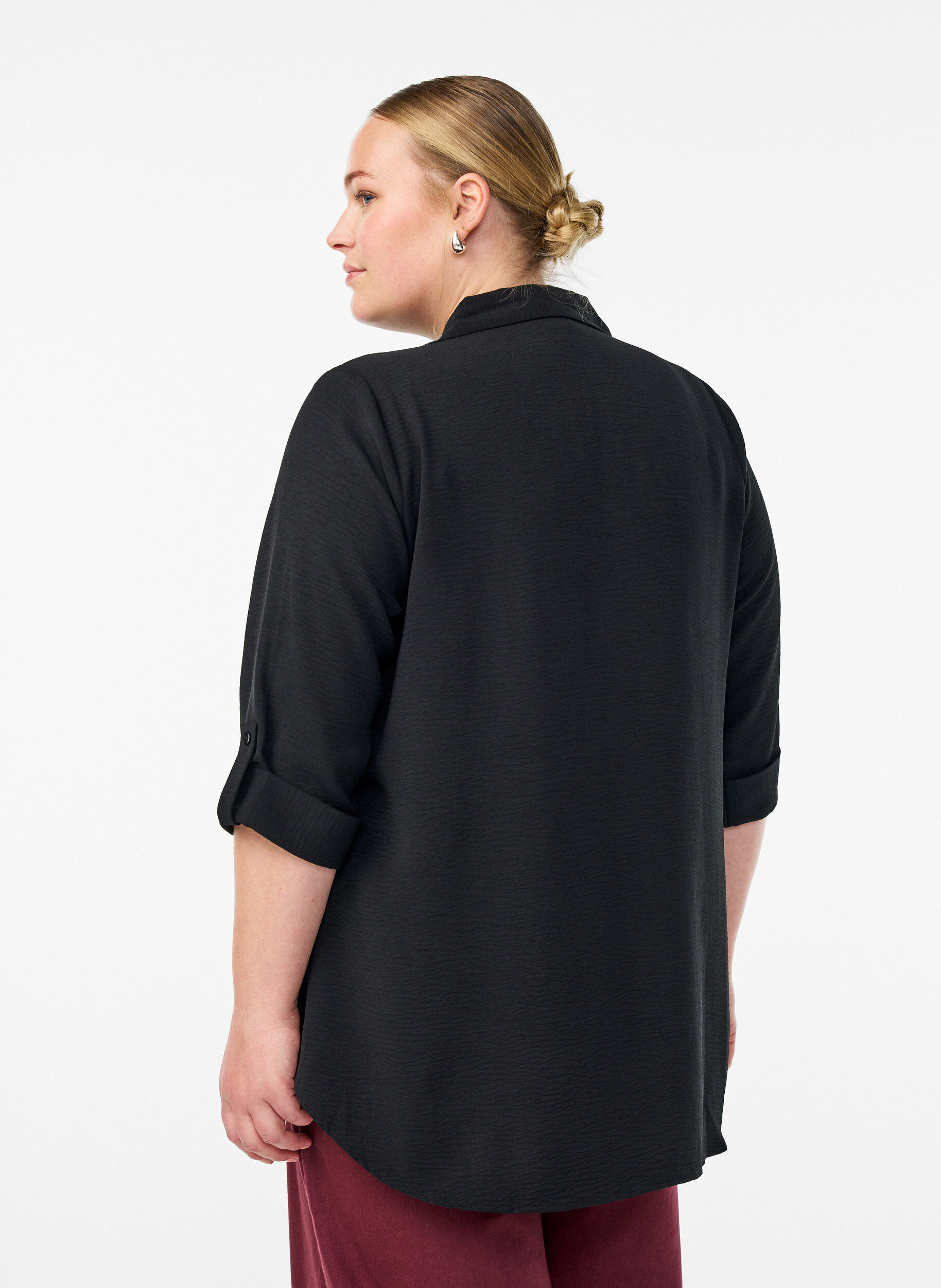 ZizziShirt met 3/4 mouwen en borstzakken, Zwart, Model image number 2