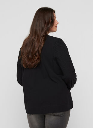 Blouse à manches longues en coton, Black, Model image number 1