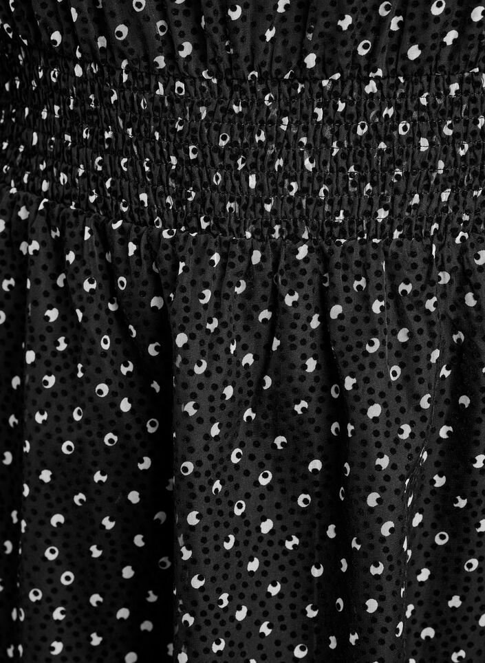 Robe midi en chiffon à motif à pois, Noir, Packshot image number 3