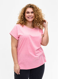 T-shirt mélangé à manches courtes, Strawberry Pink Mel., Model