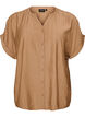Viscose blouse met knoopjes en textuur, Bruin, Packshot image number 0