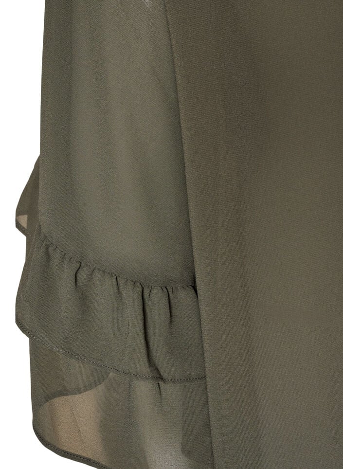 Blouse avec ruban &agrave; nouer et volants, Gris anthracite, Packshot image number 3