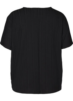 T-shirt met korte mouwen en ribstof, Black, Packshot image number 1