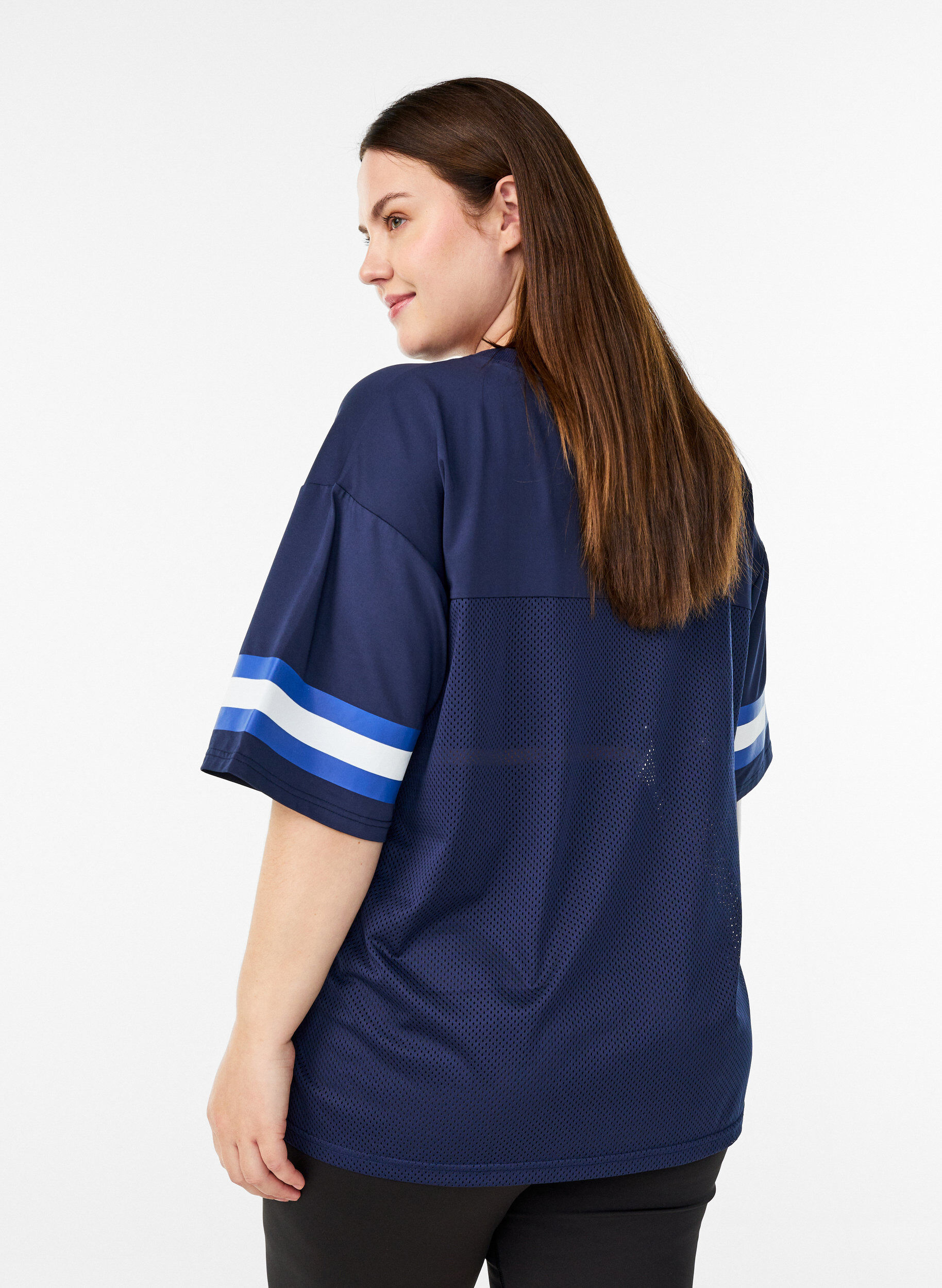 ZizziT-shirt de sport avec col V et imprim&eacute; sur le devant, Bleu, Model image number 2