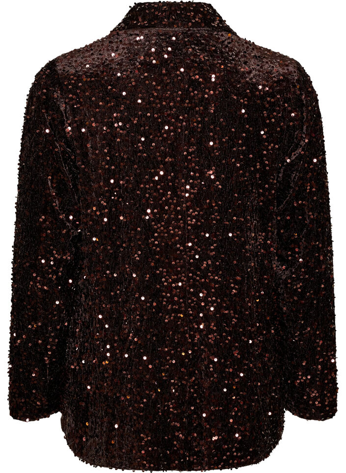 Blazer &agrave; paillettes, Marron, Packshot image number 1