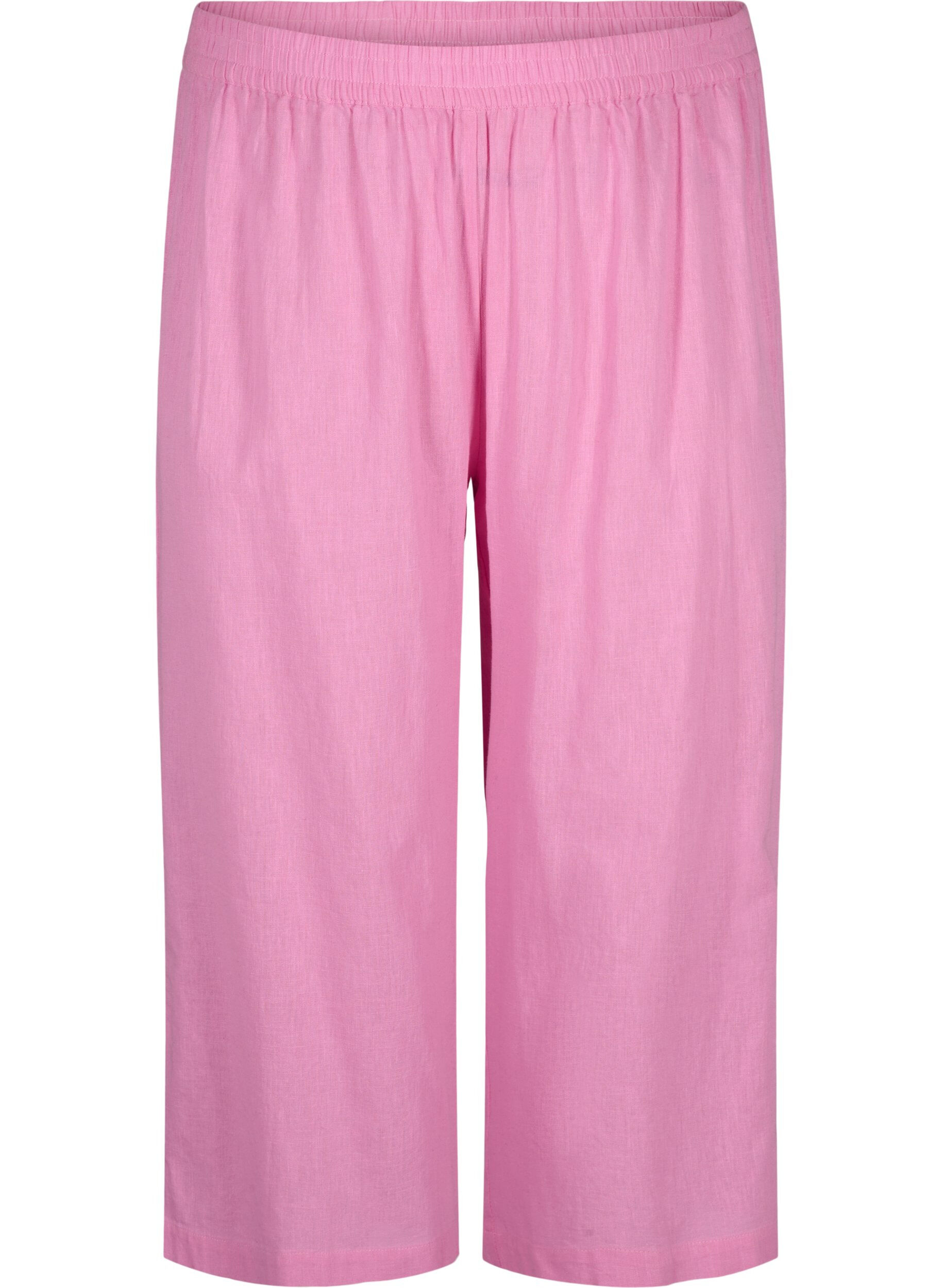 Zizzi Pantalon 7/8 en coton et lin m&eacute;lang&eacute;s, Rosebloom, Packshot image number 0