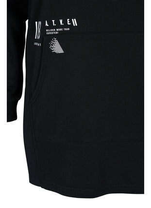 Lange sweater met splitjes en zak, Black, Packshot image number 3