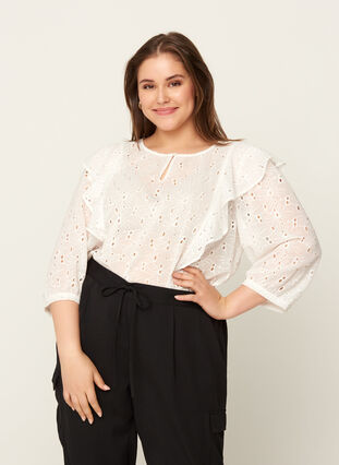 Blouse met broderie anglaise, Snow White, Model image number 0