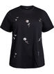 T-shirt avec fleurs en sequins, Noir, Packshot image number 0