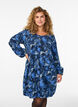 Robe courte en coton avec un ourlet &eacute;lastique et des manches longues, Bleu, Model image number 0