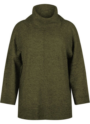 Pull en tricot mélangé avec col roulé, Winter Moss Mel., Packshot image number 0